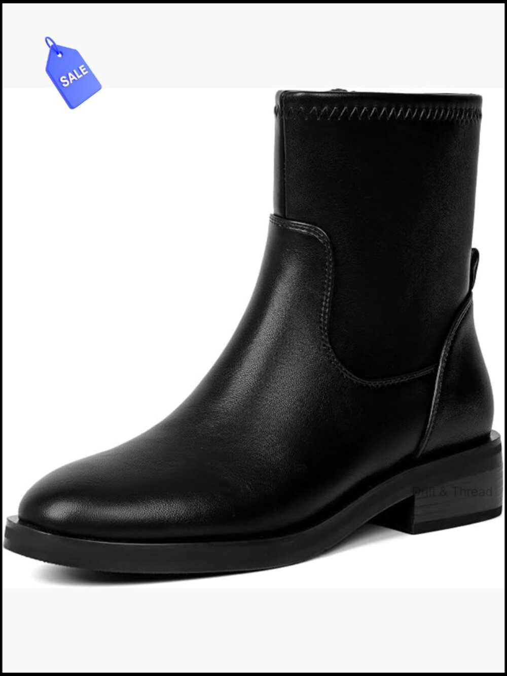 Women's Faux Leather Chunky Heel Ankle Booties Round Toe Side Zip